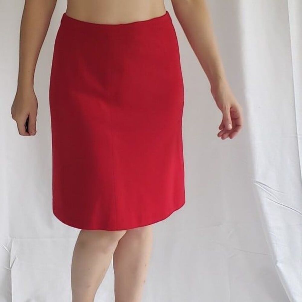 60s Red Worsted‎ Wool Pencil Skirt